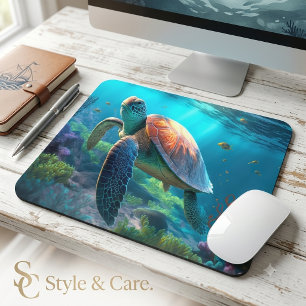 Tapis de souris sur la faune océanique avec tortue