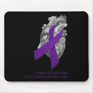 Tapis De Souris Surdose de sensibilisation au ruban violet Coeur d