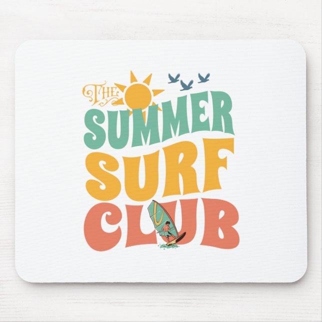 Tapis De Souris Surf d'été Club-Plage-Été-Surf-Amusant (Devant)