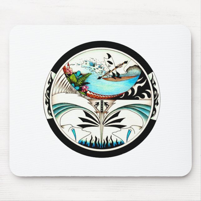 Tapis De Souris Surf tropical Mandala (Devant)
