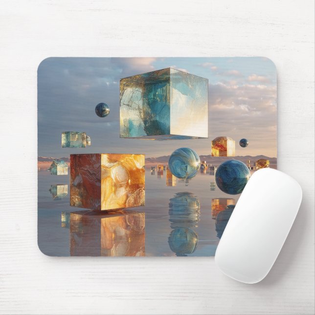 Tapis De Souris Surreal Floating Cubes And Spheres (Avec souris)