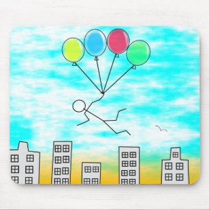 Tapis De Souris Survoler la ville avec des ballons