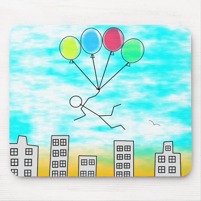 Tapis De Souris Survoler la ville avec des ballons (Devant)