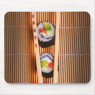 Tapis De Souris Sushi et baguettes en bois