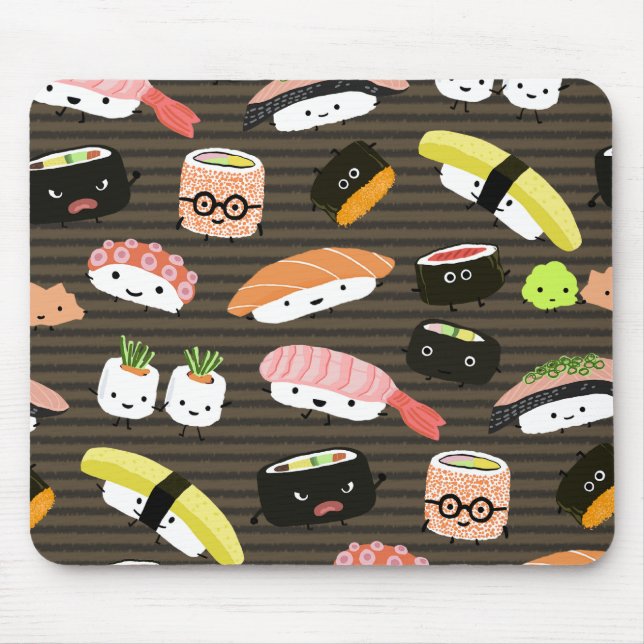 Tapis De Souris Sushi Party - Fun Sushi caractères Motif (Devant)