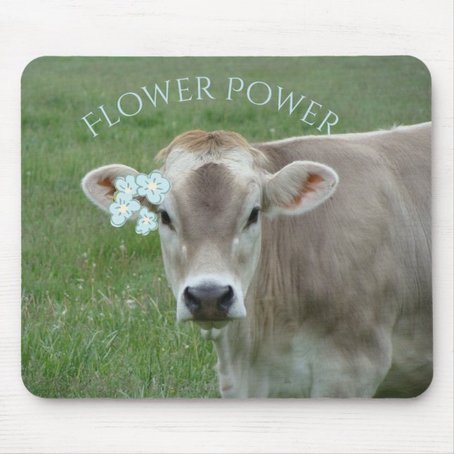 Tapis De Souris Sweet Jersey Cow préconise Flower Power (Devant)