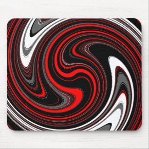 Tapis De Souris Swirl à peinture rouge noire