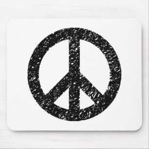 Tapis De Souris Symbole de la paix tendu de Scribble - Noir sur Bl