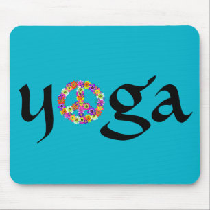 Tapis De Souris SYMBOLE DE LA PAIX Yoga Floral