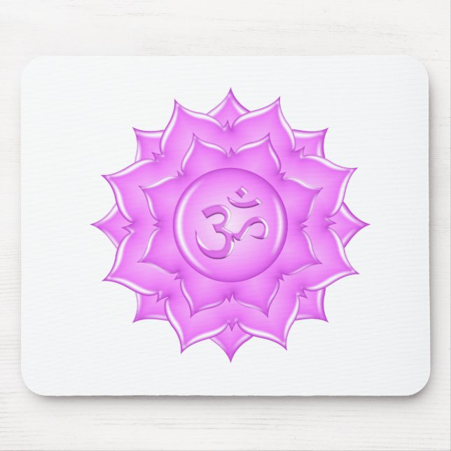 Tapis De Souris Symbole de l'Om de Lotus en verre rose Dessin (Devant)