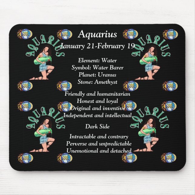 Tapis De Souris Symbole de naissance Aquarius Zodiac Souris (Devant)