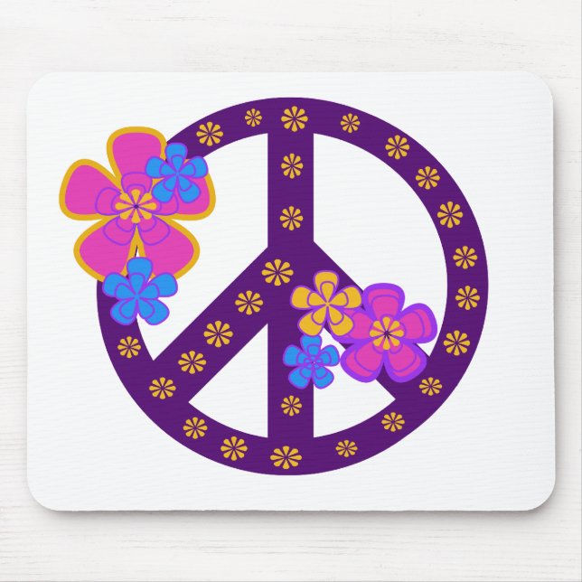 Tapis De Souris Symbole de paix de fleurs (Devant)