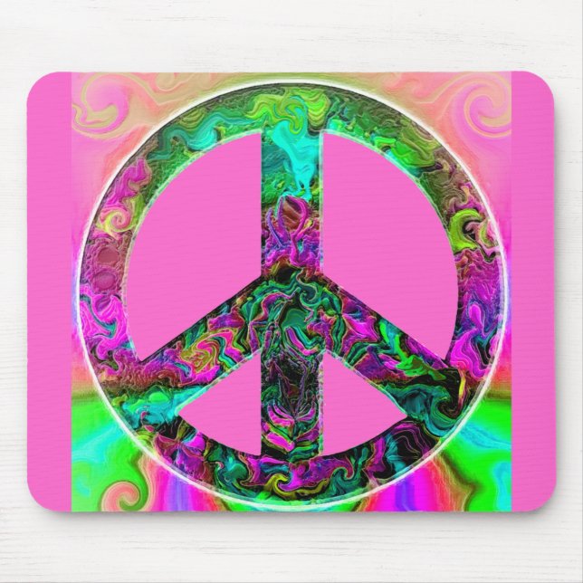 Tapis De Souris SYMBOLE DE PAIX TRINÇANT rose (Devant)