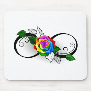 Tapis De Souris Symbole d'infini avec Rose arc-en-ciel
