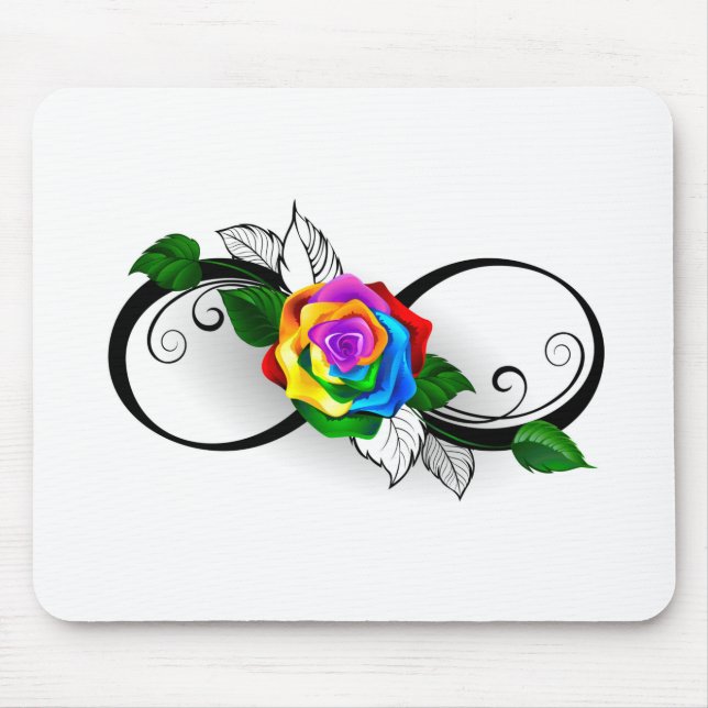 Tapis De Souris Symbole d'infini avec Rose arc-en-ciel (Devant)