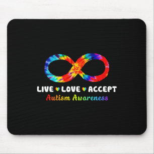 Tapis De Souris Symbole d'infini Tie Dye Vivre Amour Accepter l'au