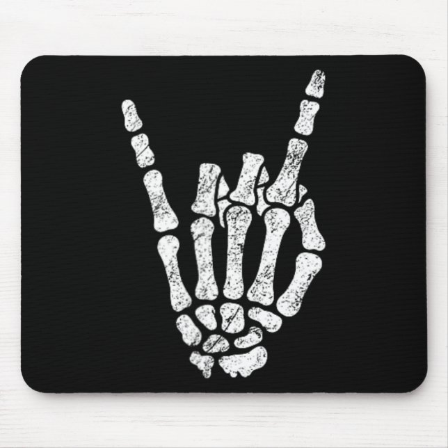 Tapis De Souris Symbole Halloween Rock Hand Sign Skeleton Rock N R (Devant)