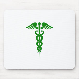 Tapis De Souris Symbole Médicale de Caduceus Green
