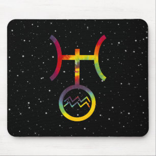 Tapis De Souris Symbole planétaire Aquarius Uranus Starry Tie Dye