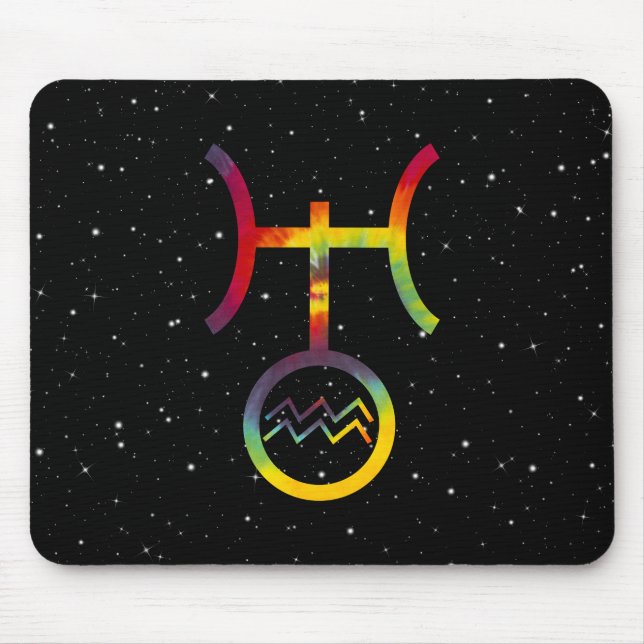 Tapis De Souris Symbole planétaire Aquarius Uranus Starry Tie Dye (Devant)