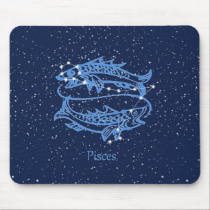 Tapis De Souris Symbole Poissons Constellation et Zodiaque avec ét