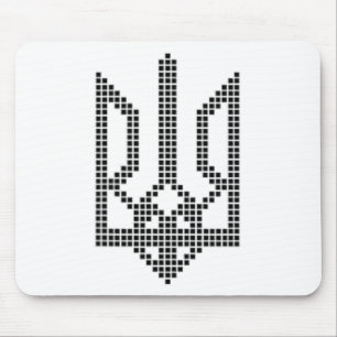 Tapis De Souris Symbole ukrainien noir Tryzub sur le cœur - Ukrai