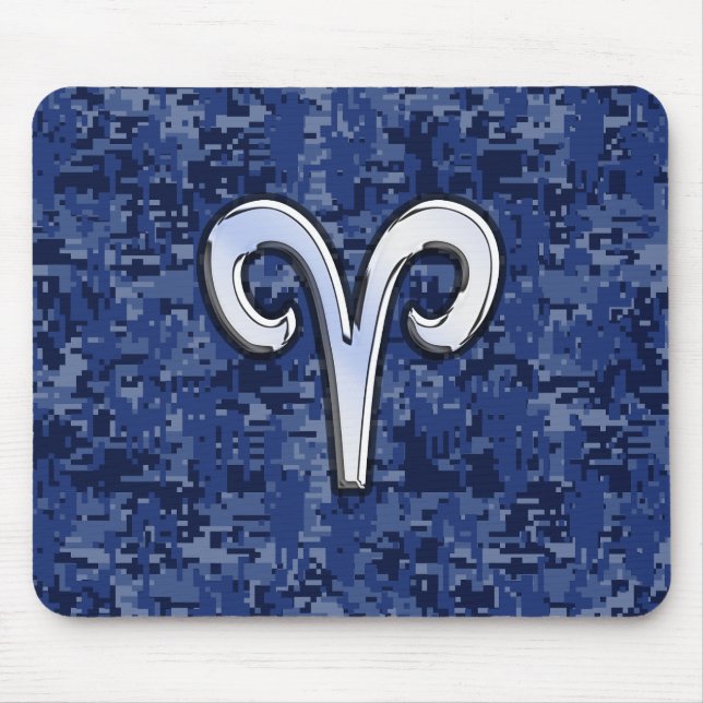 Tapis De Souris Symbole Zodiaque de Aries moderne Marine Camo numé (Devant)