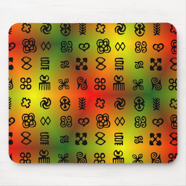 Tapis De Souris Symboles Adinkra Aux Couleurs Africaines (Devant)
