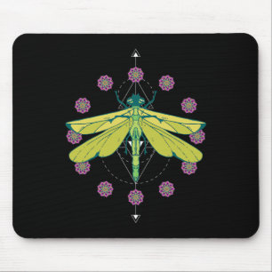 Tapis De Souris Symboles de libellule Mandala magique Insecte