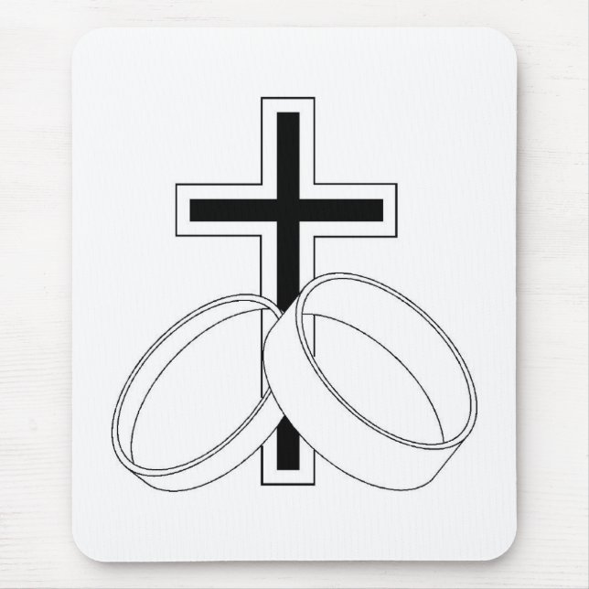 Tapis De Souris Symboles Mariages religieux Anneaux Mariages crois (Devant)