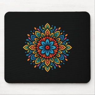 Tapis De Souris Symétrie de fleur de mandala coloré