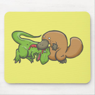 Tapis De Souris T-rex contre l'ornithorynque