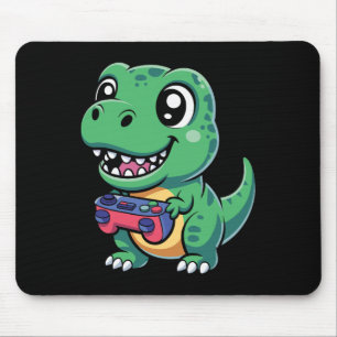 Tapis De Souris T-Rex Heureux Avec Manette De Jeu T-shirt Dino Gam