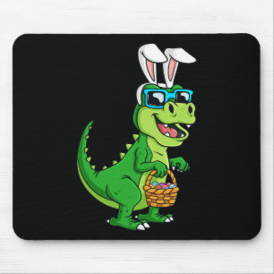 Tapis De Souris T Rex Lapin De Pâques Avec Panier Oeufs Dinosaure