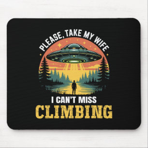 Tapis De Souris T-shirt drôle d'homme Ufo escalade blague enlèveme