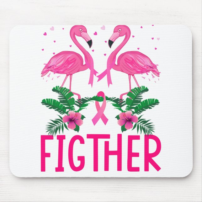 Tapis De Souris T-shirt Flamant rose de sensibilisation au cancer  (Devant)