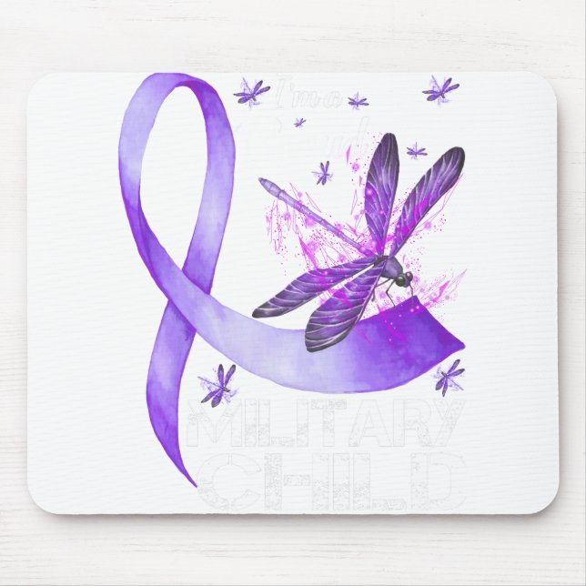 Tapis De Souris T-shirt Militaire Garçons Mois Purple Up (Devant)