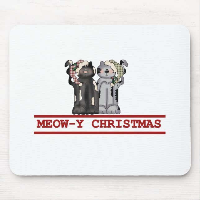 Tapis De Souris T-shirts et cadeaux de Noël Meow-y (Devant)