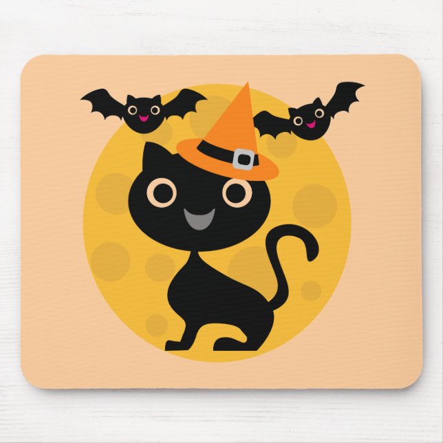 Tapis De Souris T-shirts et cadeaux Halloween Chats et chauves-sou (Devant)
