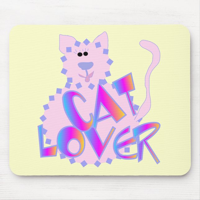 Tapis De Souris T-shirts et cadeaux roses d'amoureux des chats (Devant)