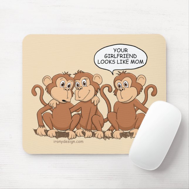 Tapis De Souris Ta copine a l'air d'un singe drôle (Avec souris)
