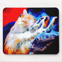 Tabby Chat Coucher Mousepad coloré