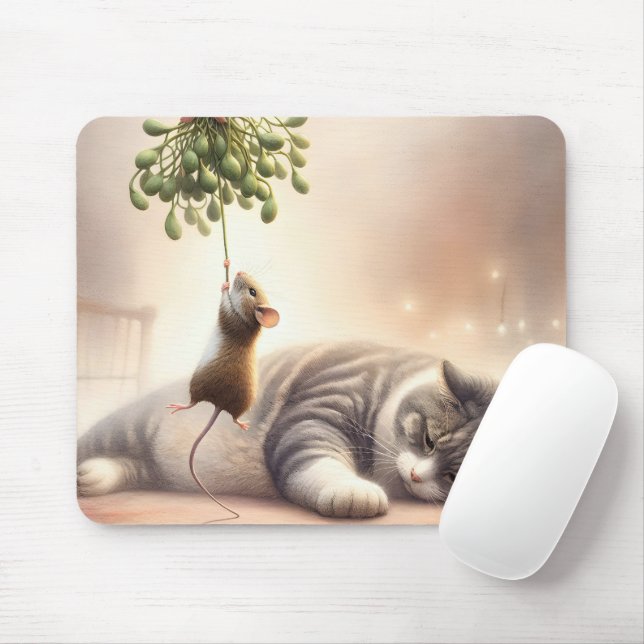 Tapis De Souris Tabby Chat et souris sous une souris (Avec souris)