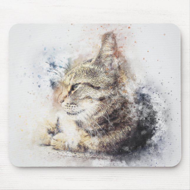 Tapis De Souris Tabby Love | ABSTRAIT | Aquarelle (Devant)