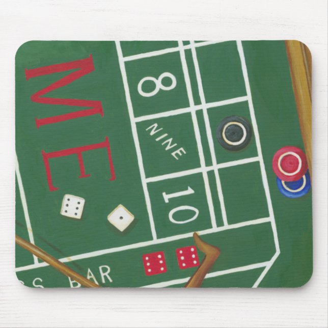 Tapis De Souris Table Casino Craps avec chips et dés (Devant)