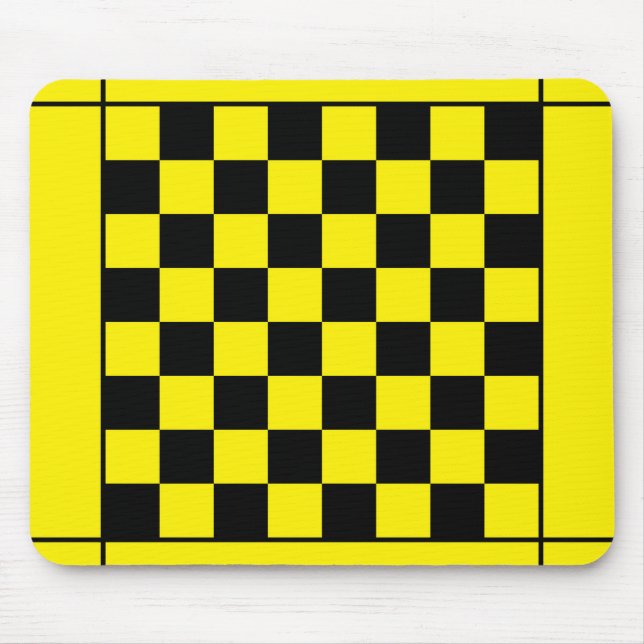 Tapis De Souris Table d'échecs jaune noir (Devant)