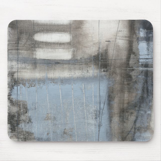 Tapis De Souris Tableau gris et bleu Abstrait (Devant)