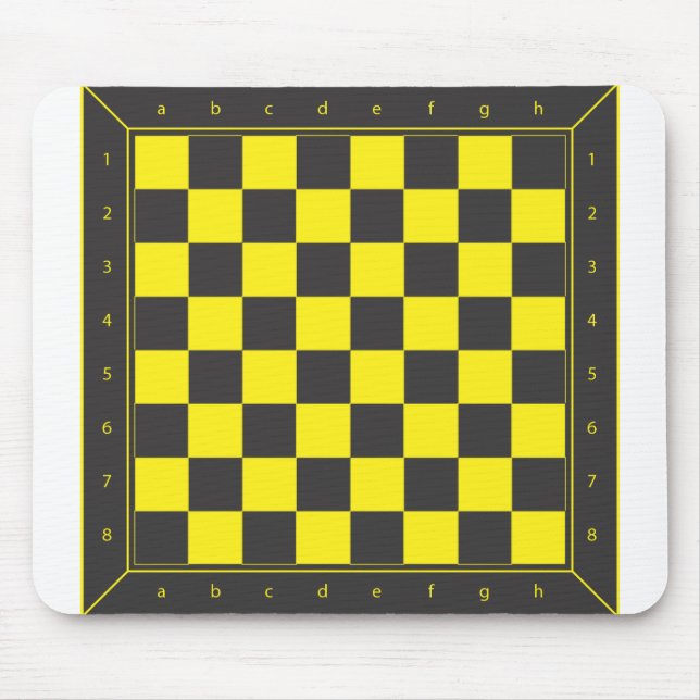 Tapis De Souris Tableau jaune et noir d'échecs (Devant)