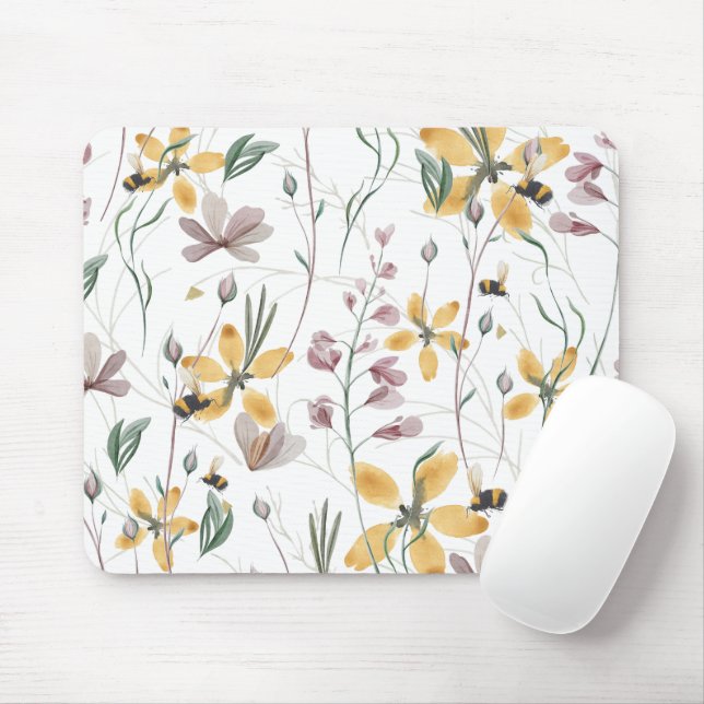 Tapis De Souris Tablette de souris pour abeilles et plantes (Avec souris)