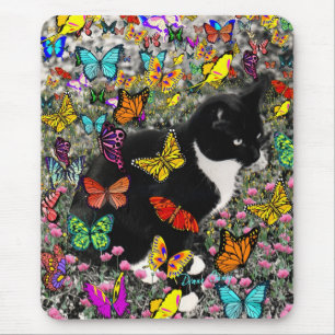Tapis De Souris Taches de rousseur dans les papillons - chat de